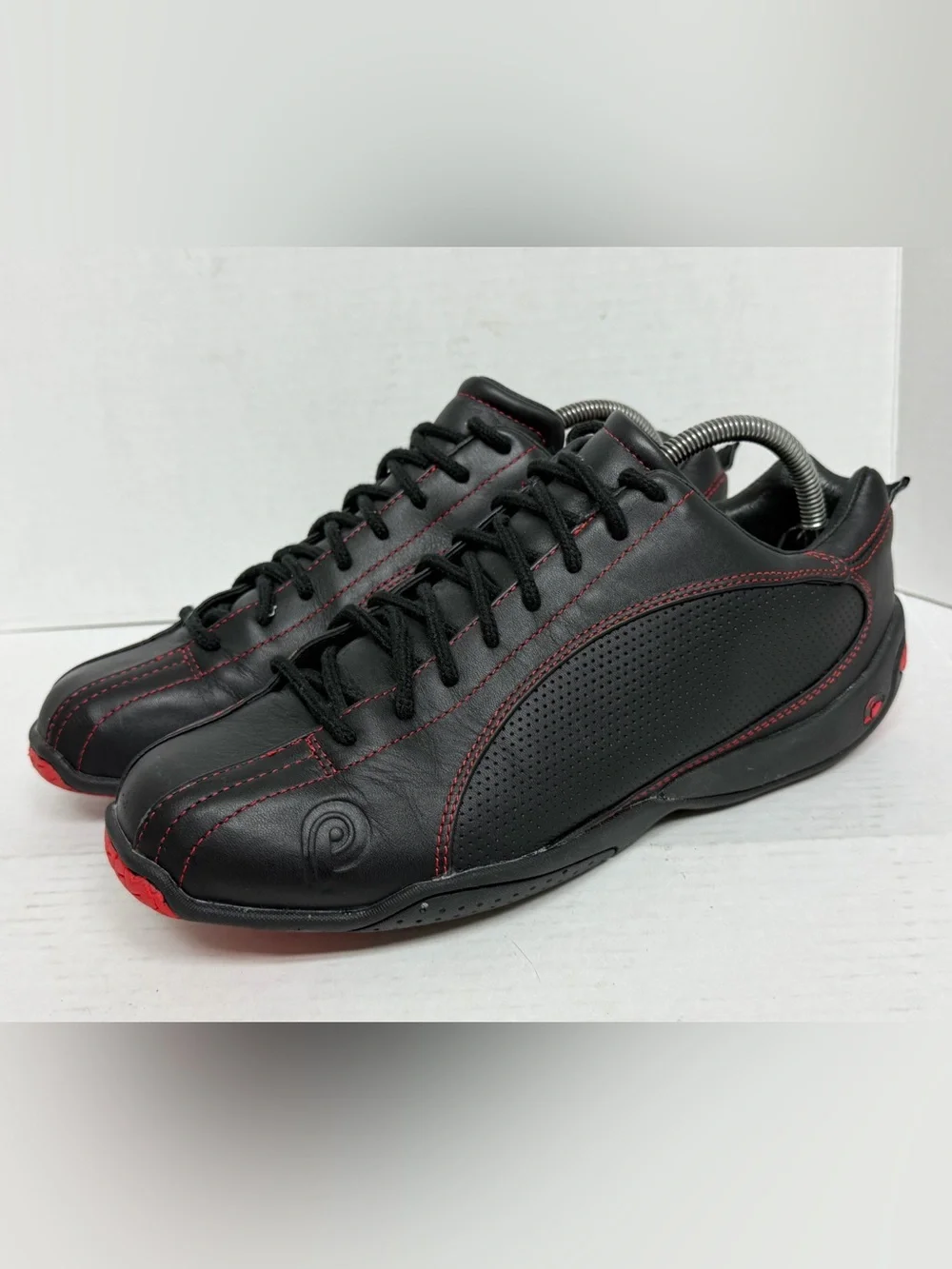 Mens Piloti Sebring Sneakers Black & Red Leather Driving Racing Shoes Size 9